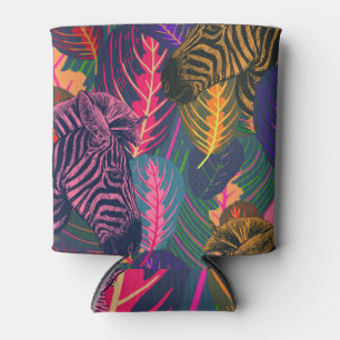 Rafraîchisseur Pour Canette Zèbres tropicaux : Motifs exotiques de la nature.
