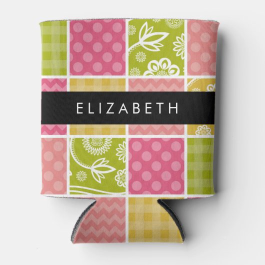 Rafraîchisseur Pour Canette Zigzag, Chevron, Pois, En vichy, Votre Nom (Devant)