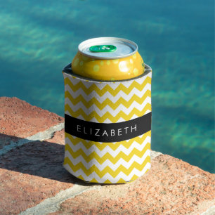 Rafraîchisseur Pour Canette Zigzag Jaune, Chevron Jaune, Votre Nom