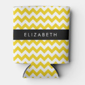 Rafraîchisseur Pour Canette Zigzag Jaune, Chevron Jaune, Votre Nom (Devant)