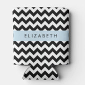 Rafraîchisseur Pour Canette Zigzag noir et blanc, Motif Chevron, Votre nom (Dos)