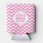 Rafraîchisseur Pour Canette Zigzag rose et blanc monogramme Chevron 2 (Dos)