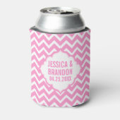 Rafraîchisseur Pour Canette Zigzag rose et blanc monogramme Chevron 2 (Can Dos)