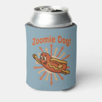 Zoomie Dog Flying Hot Dog Dessin Animé Rétro Amusa