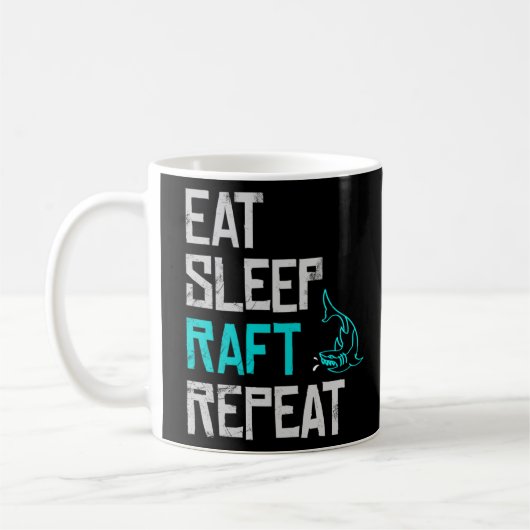 Raft Game Eat Sleep Raft Herhaal Funny Shark Attac Koffiemok (Links)