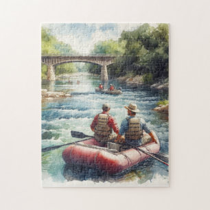 Rafting en eau vive aquarelle Puzzle de la rivière