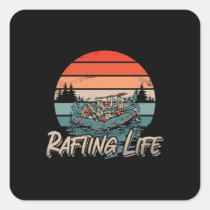 Rafting Life Retro Kayak Paddling Canoe Paddle Vierkante Sticker