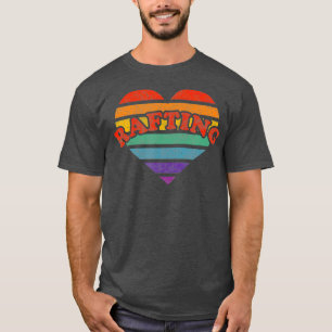Rafting Retro Rainbow Heart 80s Whimsy LGBTQ T-shirt