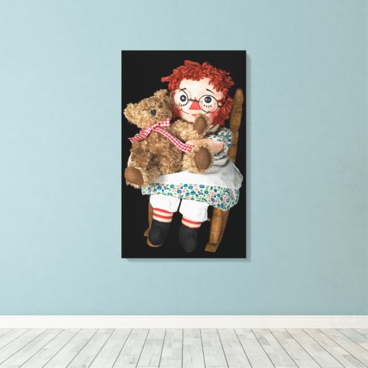 Rag Doll en Teddy Bear Canvas Afdruk (Insitu (Houten vloer))