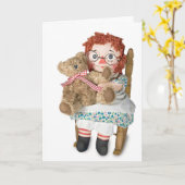 Rag Doll En Teddy Beer Vriendschap Kaart (Gele Bloem)