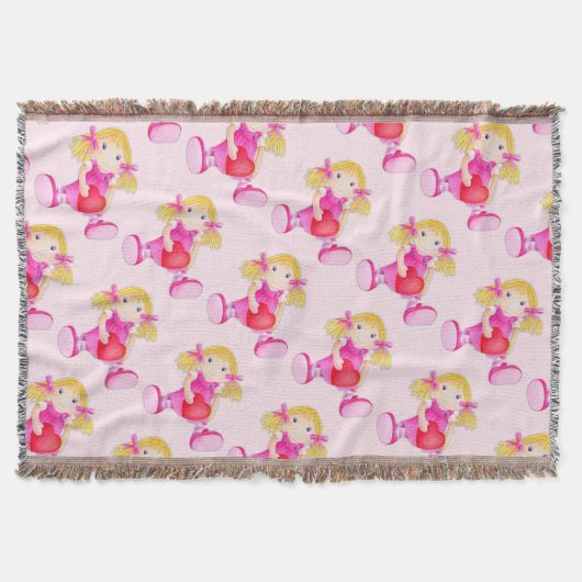Rag doll waterverf art roze patroon deken (Voorkant)