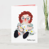 Rag-pop en daisy-bouquet kaart (Voorkant)