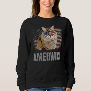 Ragamuffin Cat Ameowica Retro Usa American Flag Trui