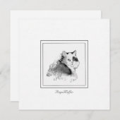 RagaMuffin Cat Charcoal Sketched Notitiekaartje (Voorkant / Achterkant)