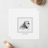 RagaMuffin Cat Charcoal Sketched Notitiekaartje (Voorkant / Achterkant in situ)