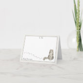Ragamuffin Cat Grey Border Monogram Naam Gevouwen Bedankkaart (Voorkant)