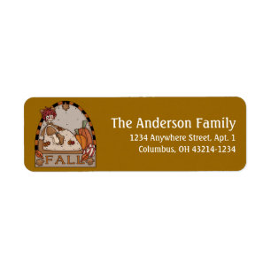 Ragdie Doll Herfst Season Return Address Label
