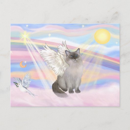 Ragdoll Cat (Blue Point) Angel - Clouds Briefkaart (Voorkant)