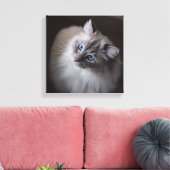 Ragdoll Cat Canvas - Millie's Blue Eyes (Insitu (Woonkamer))