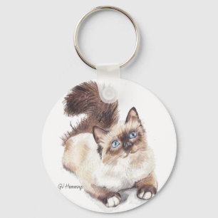 Ragdoll cat door artistieke GV Hemmings Sleutelhanger