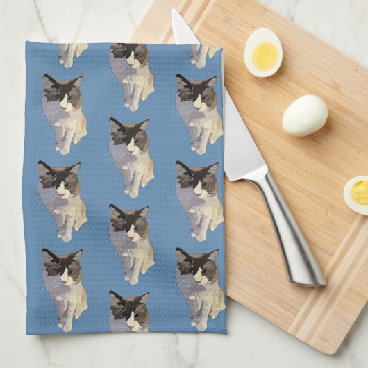 Ragdoll cat, Dusty Blue Theedoek (Quarter Fold)