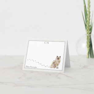 Ragdoll Cat Grey Border Monogram Naam Gevouwen Bedankkaart