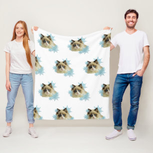 Ragdoll Cat in de Snowflakes Fleece Deken
