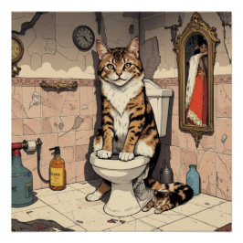 Ragdoll Cat Kitten Badkamer Toilet Humor Perfect Poster