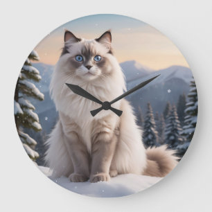 Ragdoll Cat op de besneeuwde berg met serene winte Grote Klok