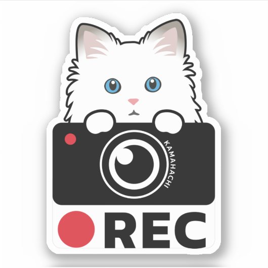 Ragdoll Cat Recording Vinyl Sticker camerawaarschu (Voorkant)