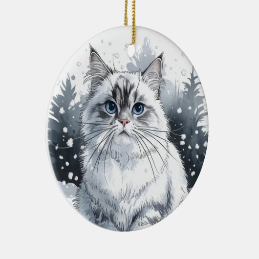 Ragdoll Chat Cercle Noël Noël Noël Noël Ornement (Droite)