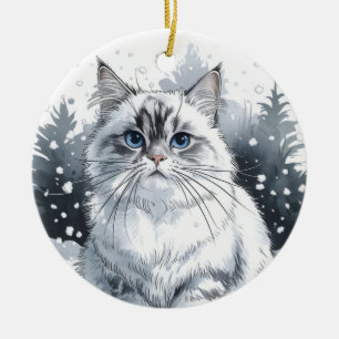 Ragdoll Chat Cercle Noël Noël Noël Noël Ornement