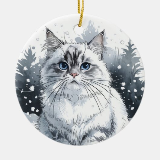 Ragdoll Chat Cercle Noël Noël Noël Noël Ornement (Devant)