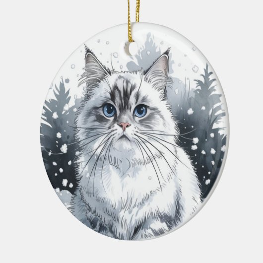 Ragdoll Chat Cercle Noël Noël Noël Noël Ornement (Gauche)