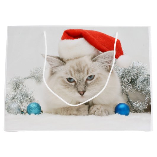 Ragdoll Chat Père Noël Grand Sac Cadeau (Devant)