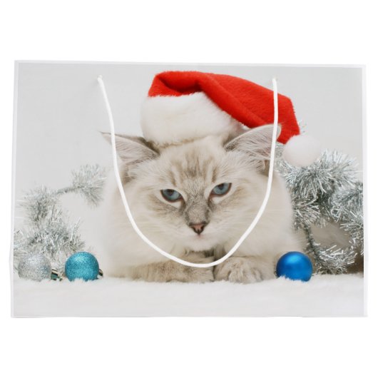 Ragdoll Chat Père Noël Grand Sac Cadeau (Dos)