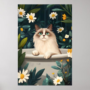 Ragdoll in badposter, grappige katposter poster