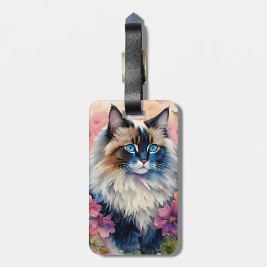 Ragdoll Kat Bloemenportret Bagagelabel (Achterkant verticaal)