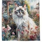 Ragdoll Kat in Engelse Tuin Douchegordijn (Voorkant)