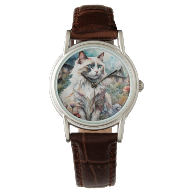 Ragdoll Kat in Engelse Tuin Horloge (Voorkant)