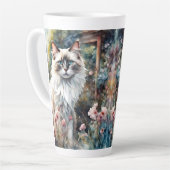 Ragdoll Kat in Engelse Tuin Latte Mok (Linkerhoek)
