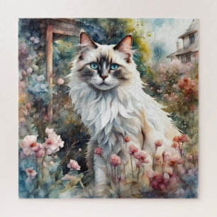 Ragdoll Kat in Engelse Tuin Legpuzzel