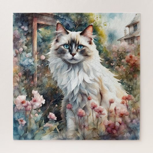 Ragdoll Kat in Engelse Tuin Legpuzzel (Verticaal)