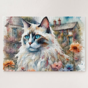 Ragdoll Kat in Engelse Tuin Legpuzzel