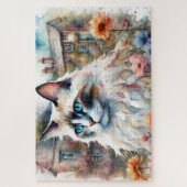 Ragdoll Kat in Engelse Tuin Legpuzzel (Verticaal)