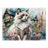 Ragdoll Kat in Engelse Tuin Perfect Poster (Voorkant)
