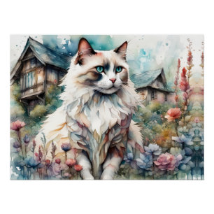 Ragdoll Kat in Engelse Tuin Perfect Poster