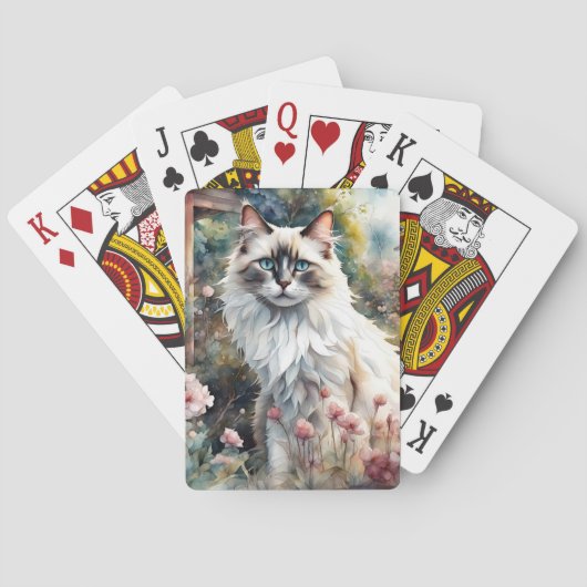 Ragdoll Kat in Engelse Tuin Pokerkaarten (Achterkant)