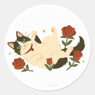 Ragdoll Kat in Rozen Ronde Sticker