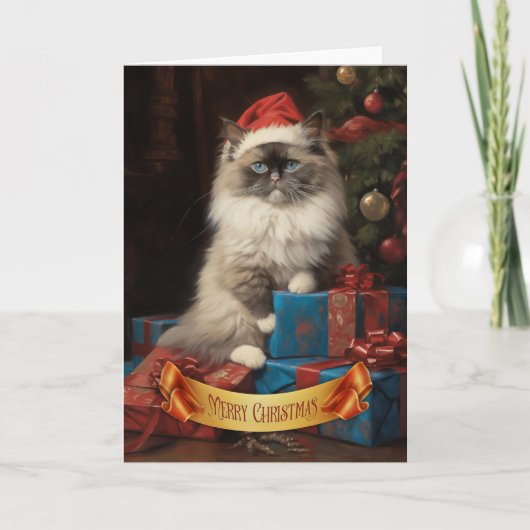 Ragdoll kat Kerst wenskaart Bedankkaart (Voorkant)